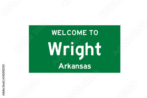 Wright, Arkansas, USA. City limit sign on transparent background. 