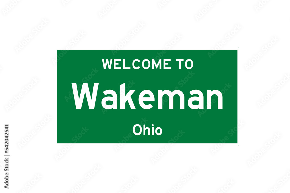 Wakeman, Ohio, USA. City limit sign on transparent background. Wakeman, Ohio, USA. City limit sign on transparent background.