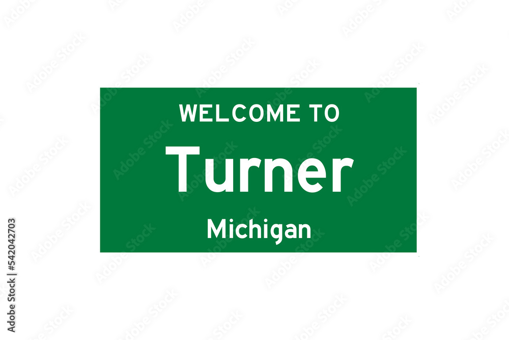 Turner, Michigan, USA. City limit sign on transparent background. Turner, Michigan, USA. City limit sign on transparent background.