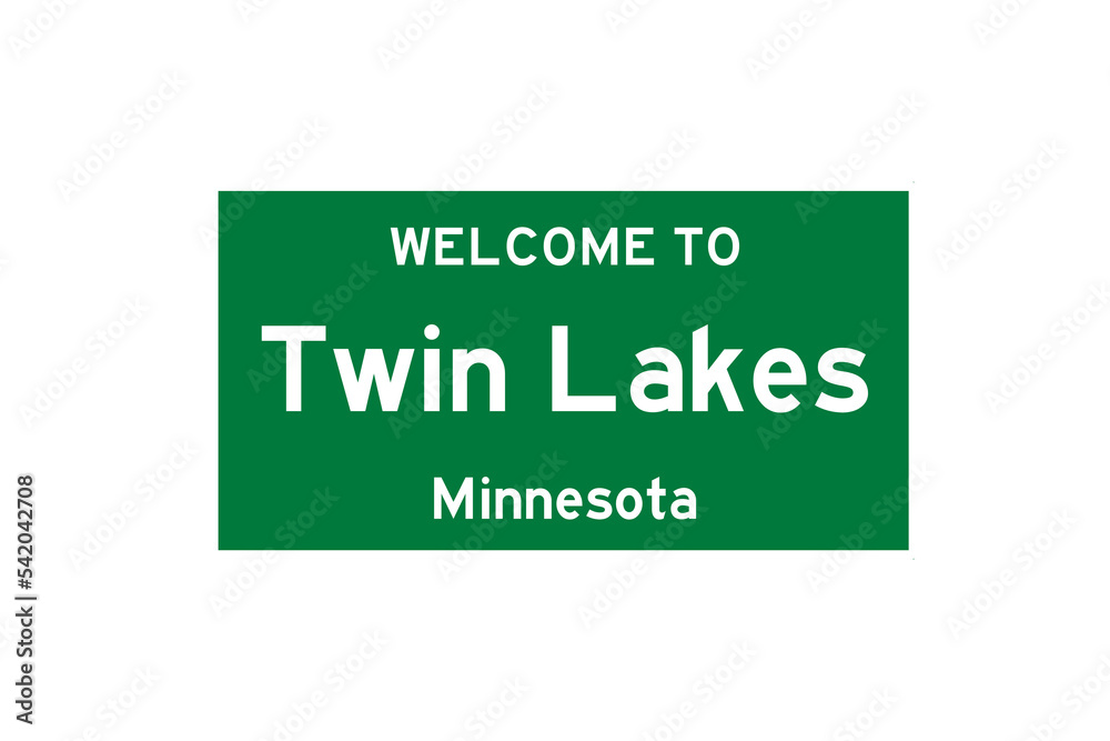 Twin Lakes, Minnesota, USA. City limit sign on transparent background. Twin Lakes, Minnesota, USA. City limit sign on transparent background.