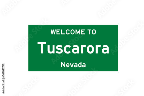 Tuscarora, Nevada, USA. City limit sign on transparent background. 