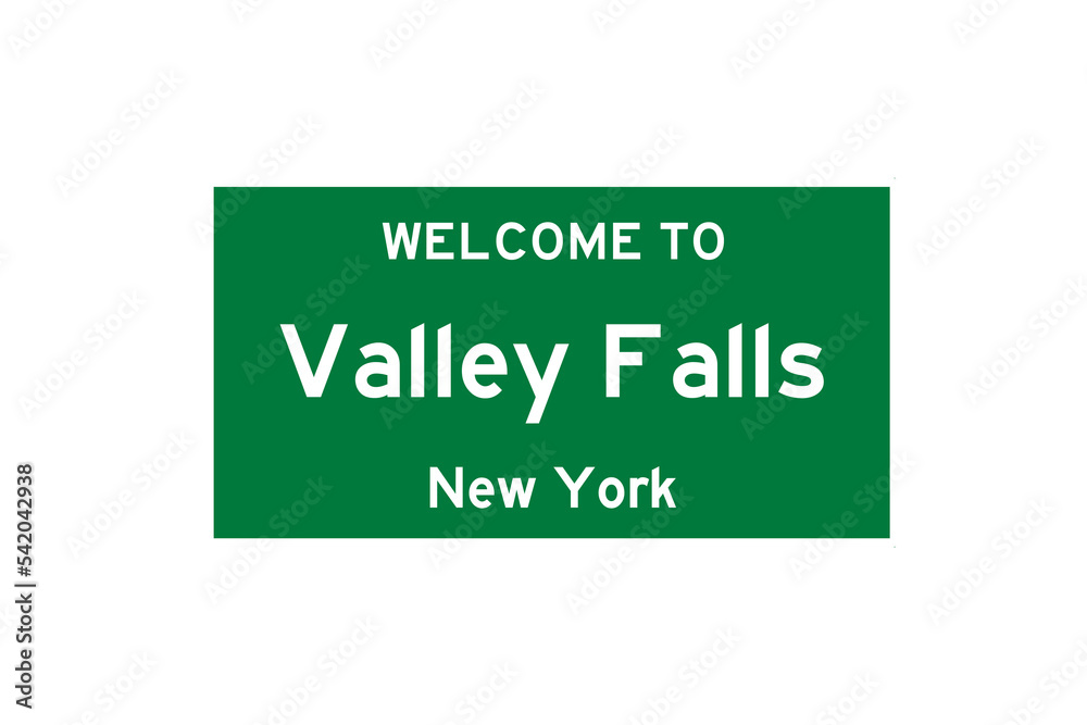 Valley Falls, New York, USA. City limit sign on transparent background. Valley Falls, New York, USA. City limit sign on transparent background.