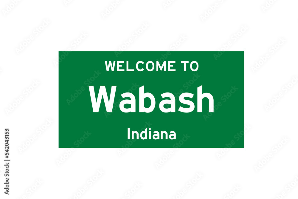 Wabash, Indiana, USA. City limit sign on transparent background. Wabash, Indiana, USA. City limit sign on transparent background.