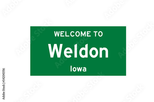 Weldon, Iowa, USA. City limit sign on transparent background.  photo