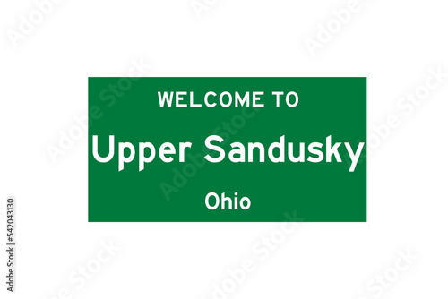 Upper Sandusky, Ohio, USA. City limit sign on transparent background.  photo