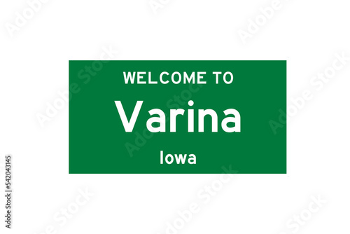 Varina, Iowa, USA. City limit sign on transparent background.  photo