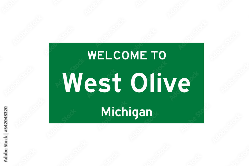 West Olive, Michigan, USA. City limit sign on transparent background. West Olive, Michigan, USA. City limit sign on transparent background.