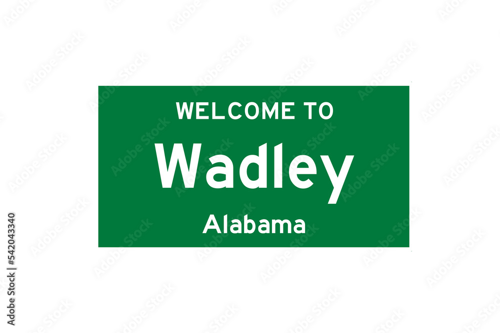 Wadley, Alabama, USA. City limit sign on transparent background. Stock