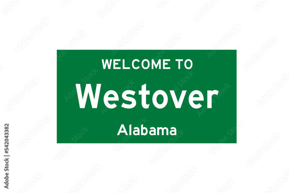 Westover, Alabama, USA. City limit sign on transparent background. Westover, Alabama, USA. City limit sign on transparent background.