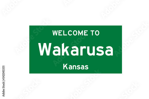 Wakarusa, Kansas, USA. City limit sign on transparent background. 