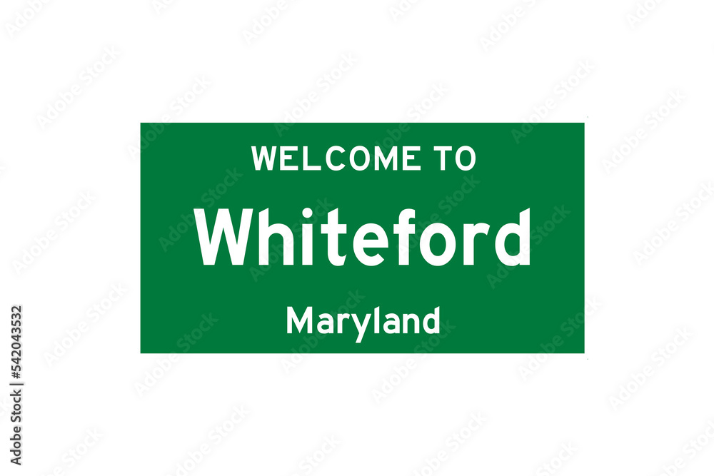 Whiteford, Maryland, USA. City limit sign on transparent background. Whiteford, Maryland, USA. City limit sign on transparent background.