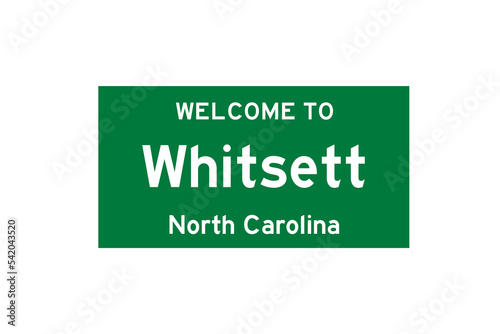 Whitsett, North Carolina, USA. City limit sign on transparent background.  photo