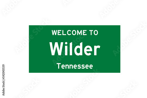 Wilder, Tennessee, USA. City limit sign on transparent background.  photo