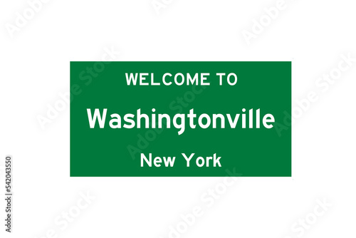 Washingtonville, New York, USA. City limit sign on transparent background.  photo