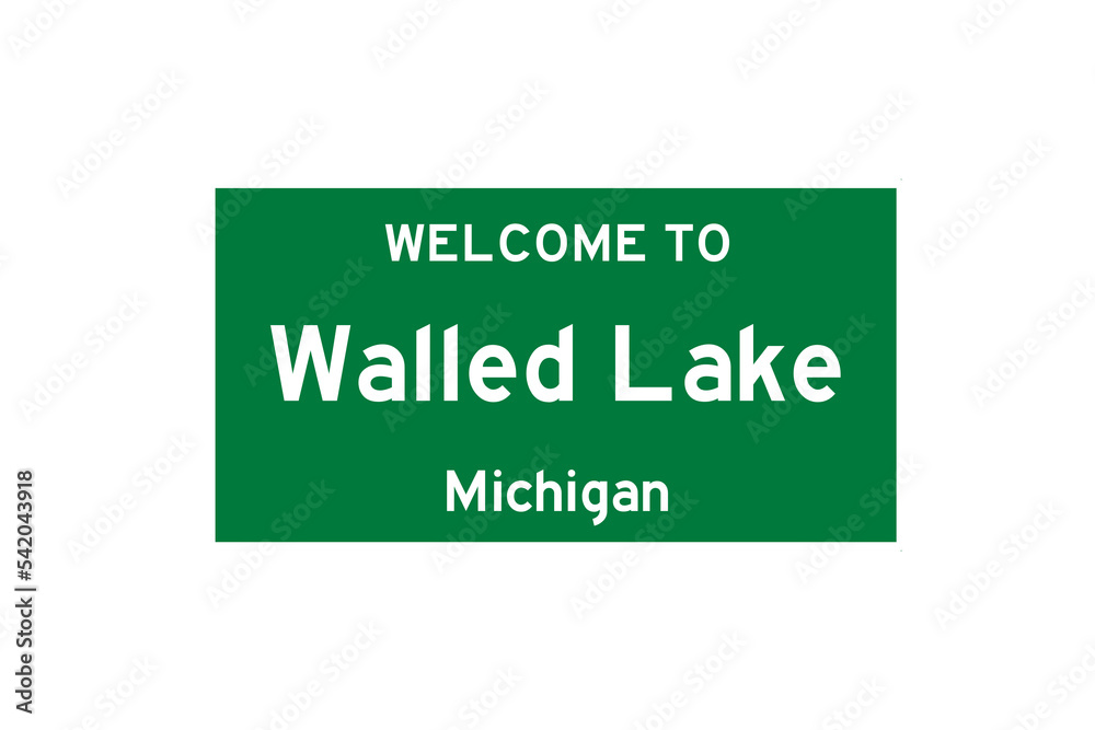 Walled Lake, Michigan, USA. City limit sign on transparent background. Walled Lake, Michigan, USA. City limit sign on transparent background.