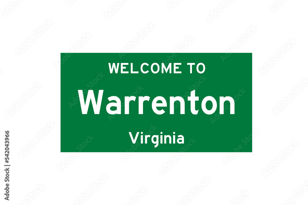 Warrenton, Virginia, USA. City limit sign on transparent background. Warrenton, Virginia, USA. City limit sign on transparent background.