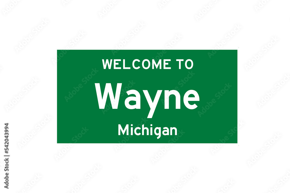 Wayne, Michigan, USA. City limit sign on transparent background. Wayne, Michigan, USA. City limit sign on transparent background.