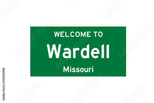 Wardell, Missouri, USA. City limit sign on transparent background.  photo