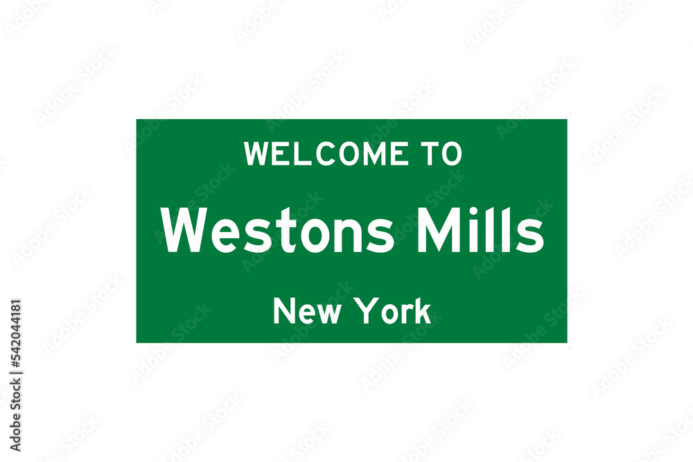 Westons Mills, New York, USA. City limit sign on transparent background. Westons Mills, New York, USA. City limit sign on transparent background.
