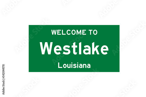Westlake, Louisiana, USA. City limit sign on transparent background.  photo
