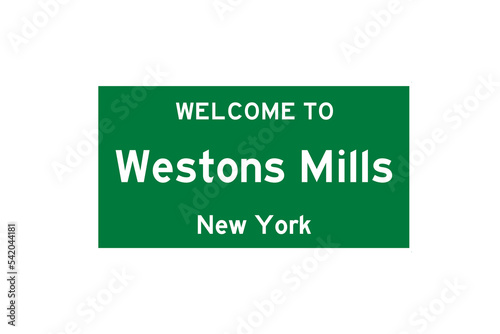 Westons Mills, New York, USA. City limit sign on transparent background.  photo