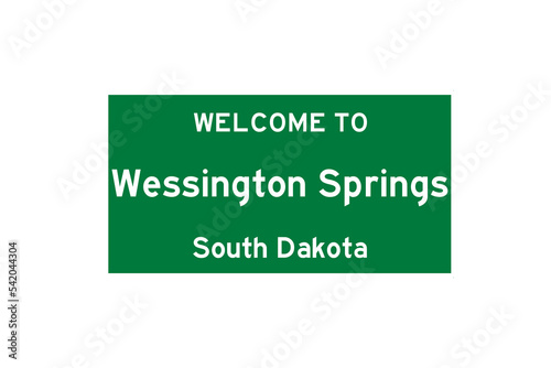 Wessington Springs, South Dakota, USA. City limit sign on transparent background.  photo