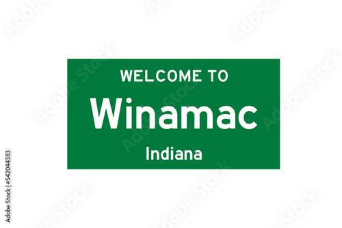 Winamac, Indiana, USA. City limit sign on transparent background. 