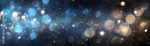 Fotografie, Obraz Golden And Blue Defocused Lights In Abstract Background - Christmas Glittering A