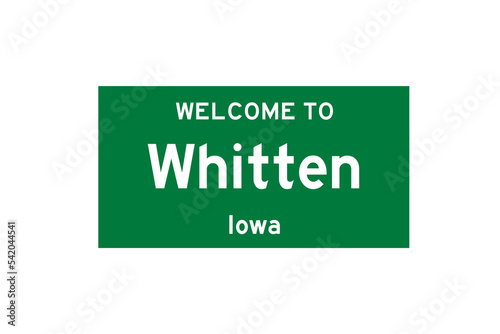 Whitten, Iowa, USA. City limit sign on transparent background.  photo
