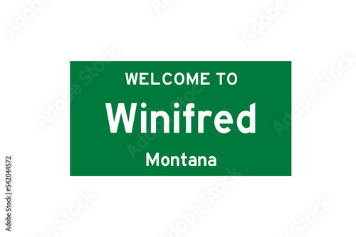Winifred, Montana, USA. City limit sign on transparent background.  photo