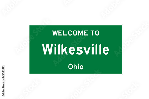 Wilkesville, Ohio, USA. City limit sign on transparent background.  photo