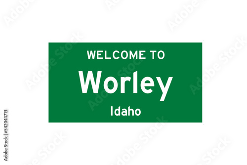 Worley, Idaho, USA. City limit sign on transparent background.  photo