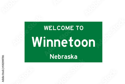 Winnetoon, Nebraska, USA. City limit sign on transparent background.  photo