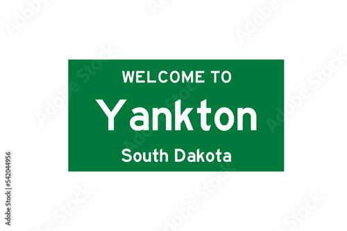 Yankton, South Dakota, USA. City limit sign on transparent background.  photo