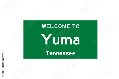 Yuma, Tennessee, USA. City limit sign on transparent background.  photo