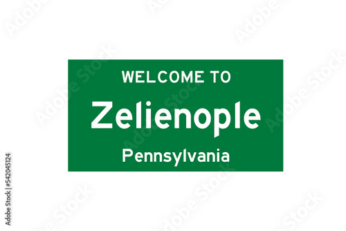 Zelienople, Pennsylvania, USA. City limit sign on transparent background.  photo