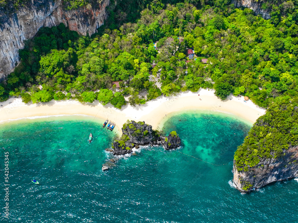 Aerial view of Koh Hong island in Krabi province, Thailand