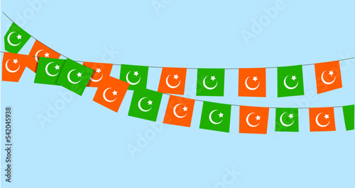 Islamic flag pataka with two colors. Moon and stars on Islamic flags.