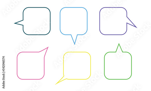 Big set of dialog boxes different variants drawn by hand. Vector flat illustrations. Collection pastel color doodle for talk, dialogue, decoration on white background.