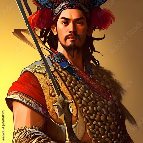 Illustrated portrait of Attila the Hun. High quality illustration photo