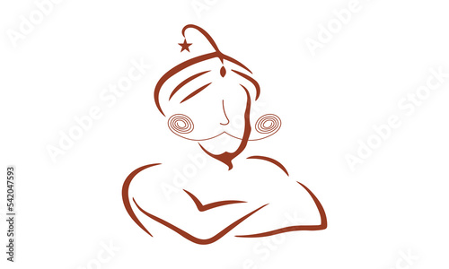 Genie Magical character with moustache cartoon. Traditional Persian tale powerful magical vector creature.