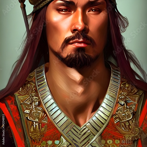 Illustrated portrait of Attila the Hun. High quality illustration photo