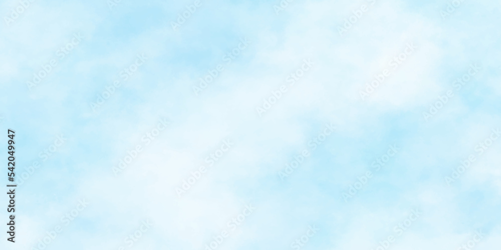 Bright painted sky blue watercolor background, Abstract blue sky with clouds, Light blue background with watercolor, Soft cloud in the sky background blue tone for wallpaper, graphics design.