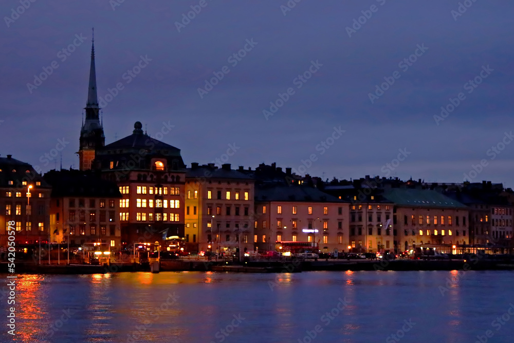 Evening view of the Gamla Stan (The Old Town) in Stockholm, Sweden