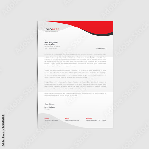 Clean and modern corporate letterhead design template