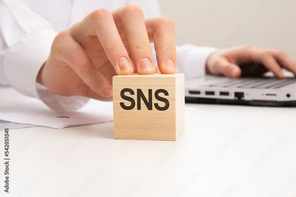 hand holding wooden block with text sns. business concept. hand holding wooden block with text sns. business concept.