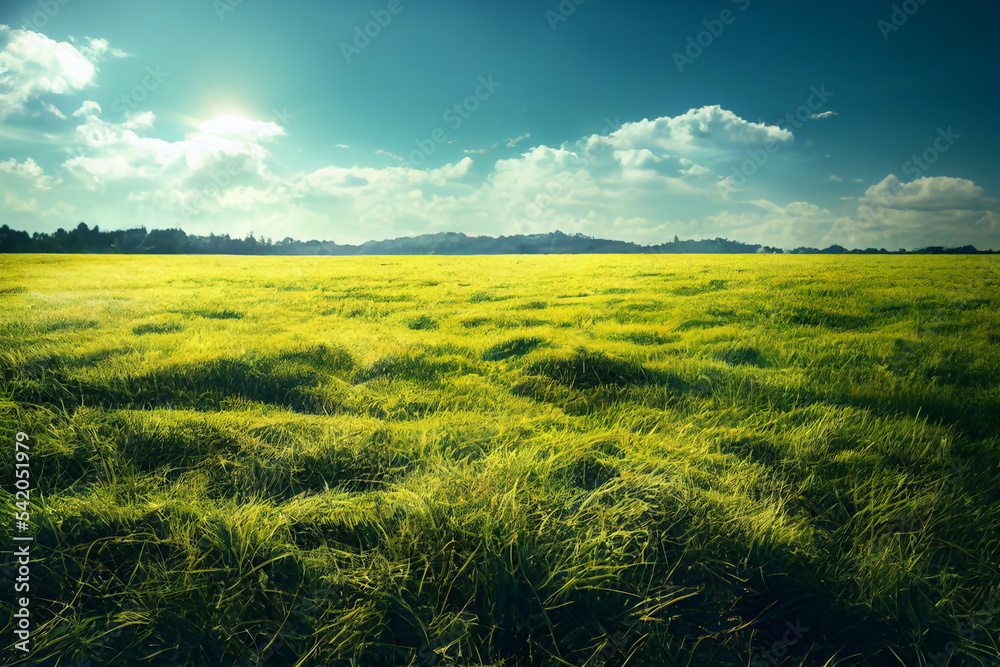 Grassland with clouds in the sky