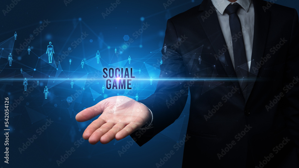 Hand holding social media related inscription Hand holding social media related inscription