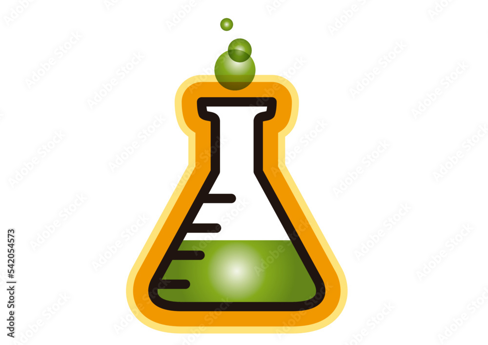 Dibujo de una probeta con líquido y burbujas. Ciencia. Vector vector de