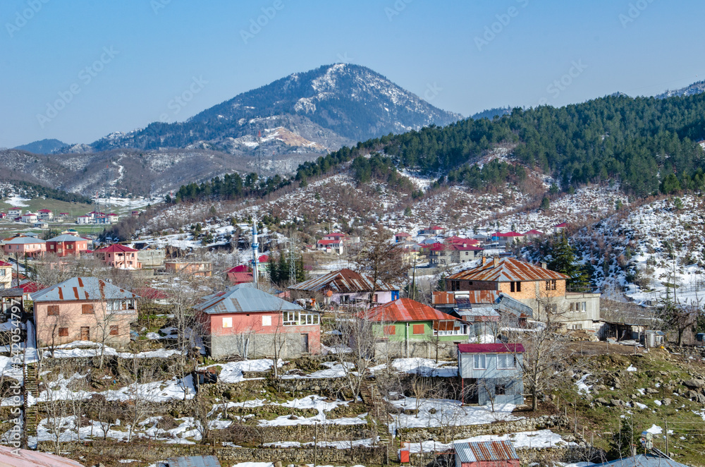 rural cityscape from winter season